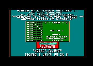 New York Warriors (UK) (K7) (64K) (1990) (Trainer) screen shot title